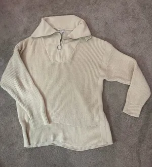 Ava & Viv Cream Half-Zip Cowl Turtleneck Sweater thumbnail 1