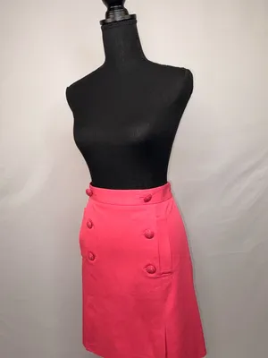 Brooks Brothers Hot Pink Double-Button A-Line Skirt thumbnail 4