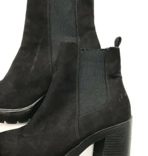 Asos Womens Ankle Chelsea Boots Block Heel Platform Faux Suede Black UK 5W US 7W thumbnail 6