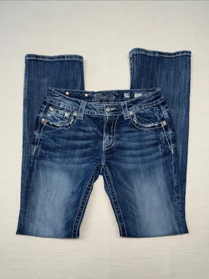 Miss Me Dark Blue Faded Flare Jeans thumbnail 3