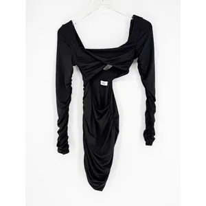 Oh Polly Long Sleeve Ruched Cut Out‎ Mini Dress Women's 2 Black Bodycon thumbnail 2