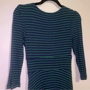 Anthropologie Maeve XS Midi Dress Blue Green Stripe 3/4 Sleeve thumbnail 8