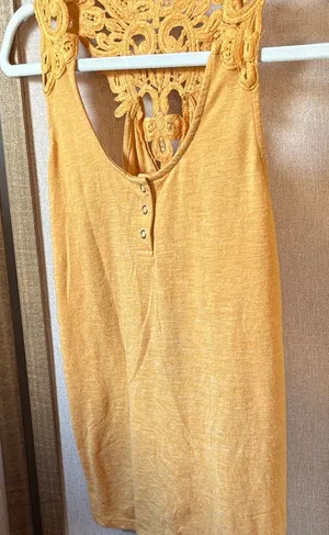 FINAL MARKDOWN Wallflower Mustard Lace Back Tank Top small thumbnail 1