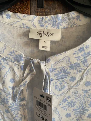 Style & Co womens crinkle gauze ruffled sleeve top size large thumbnail 3
