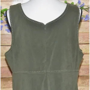 White Stag Ladies Green Faux Suede Sleeveless Maxi Dress Size L 12/14 90's Y2K thumbnail 7