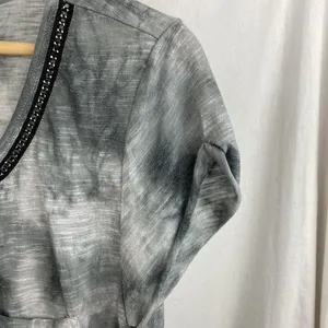 Miss Me Gray Chain Embellished Short Sleeve Tunic Tee T Shirt Top M thumbnail 5