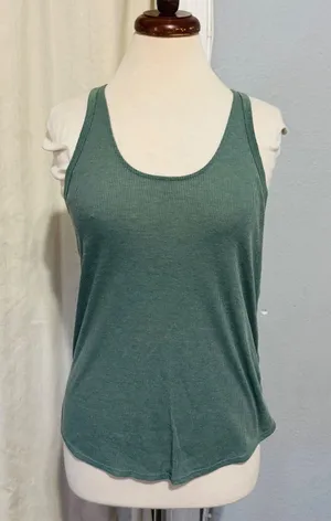 Prana Ribbed‎ Tank Top Racerback Yoga Athletic Green Sleeveless Womens Small thumbnail 1