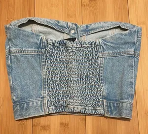 Zara Denim Strapless Top thumbnail 2