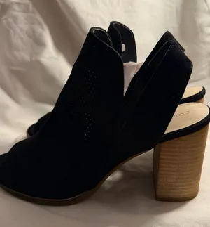 Cole Haan Black Suede Slingback Block Heel thumbnail 1
