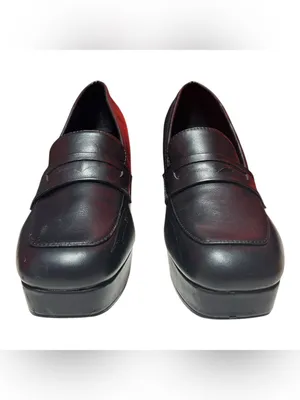 Urban Outfitters black loafers high block 3.5” heel thick platform sole thumbnail 2