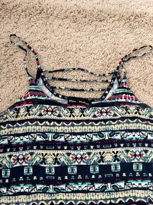 Lightweight women's tank top with a colorful tribal stripe pattern thumbnail 2