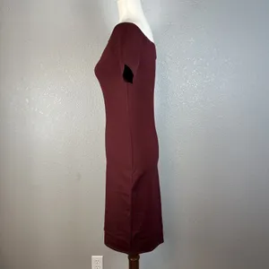 Reformation Bodycon Square Neck Mini Dress Size M Maroon Wine Red‎ Short Sleeve thumbnail 3