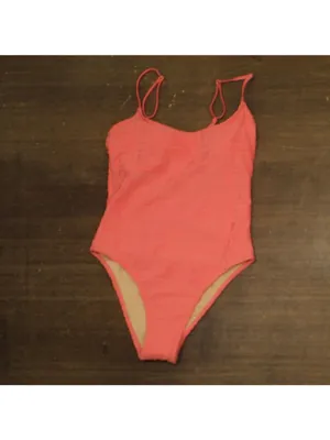 NWT Cotton On Thin-Strap Low-Scoop One Piece Swimsuit Pink Terry Jacquard M thumbnail 3
