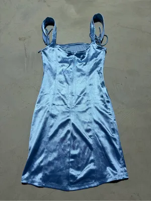 Lucy in the sky Satin Light Blue mini Dress XS thumbnail 3