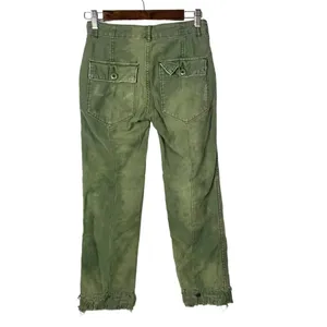 Free People Stormbringer Green‎ Distressed Straight Leg Pants 24 thumbnail 6