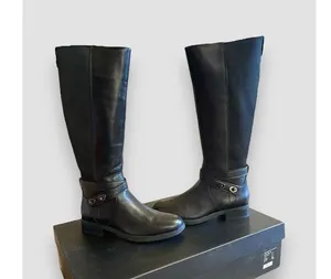 Coach Riding Boots Essex Semi Matte Leather/Stretch Black Women' SZ 6.5B 36.5 EU thumbnail 2