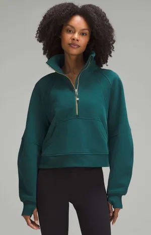 Lululemon Scuba Oversized Funnel Neck Half Zip Storm Teal Size Medium/Large thumbnail 1