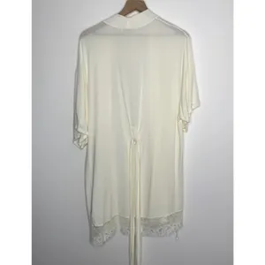 Eberjey Rosalia Tencel Modal Ivory Robe Lace Tie Womens Small thumbnail 3