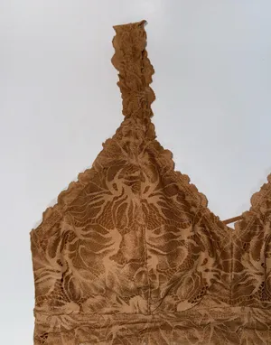 Maurices Lace Criss Cross Back Bralette Brown Plunge Pullover thumbnail 2