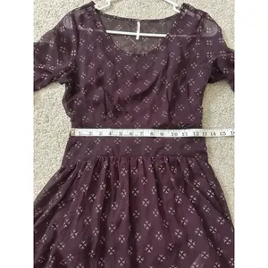 Free People Baby Dee Dress Maroon A Line Burgundy XS Retro‎ Geometric thumbnail 10