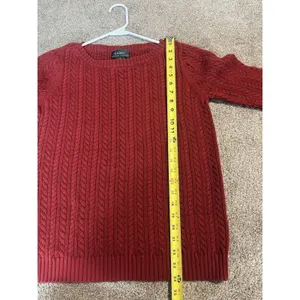 Lauren Ralph Lauren Sweater Womens Small Red Cable Knit Crewneck Cotton Pullover thumbnail 5