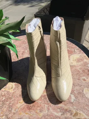 $248 NEW Schutz croco-embossed leather ankle boots/ booties eggshell 10 thumbnail 4