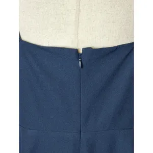 BHLDN Ashlynn Gown Women 12‎ Midnight Blue Square Neck Side Slit Crepe Formal thumbnail 8