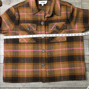 BB Dakota Steve Madden Pink and Brown Plaid Shacket thumbnail 4