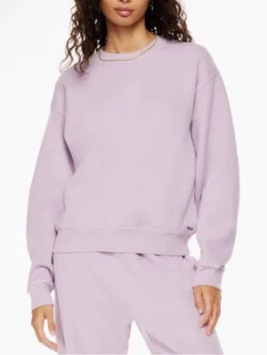 Aritzia TNA Cozy Fleece Perfect Crew Sweatshirt in Lilac XXS thumbnail 1