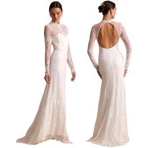 Lulus Laveau White Lace Bustier Backless Mermaid Maxi Dress Wedding Bridal Small thumbnail 2