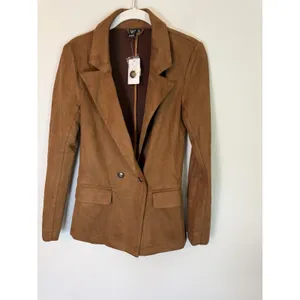 Windsor Faux Suede Brown Double Breasted Blazer XS NWT thumbnail 4