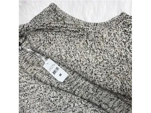 NEW Jones New York Black Cream & Gray Chunky Knit Waterfall Vest Medium NWOT thumbnail 8