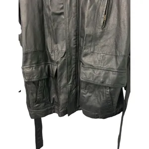 Vintage Wilsons Leather Coat Jacket Black Belted Y2K City Chic Womens XL Edgy thumbnail 3