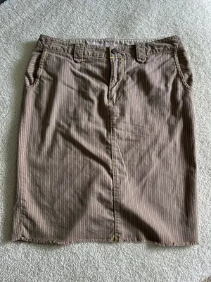 Vintage American Eagle Striped Pink & Brown Striped Midi Skirt thumbnail 1