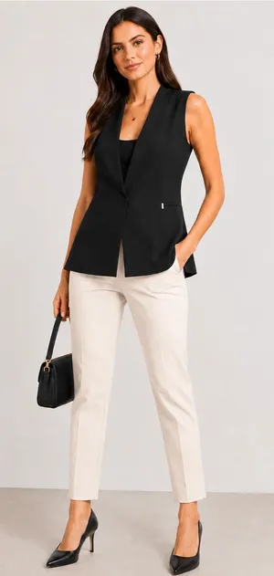 ZARA Black Sleeveless Tailored Blazer Vest XS thumbnail 1