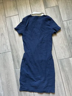 H&M Navy Short-Sleeve Polo Dress with White Collar thumbnail 4
