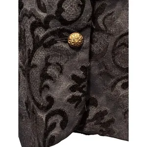 ELCC Black Tapestry Velvet Blazer Gold Buttons Sz L thumbnail 3