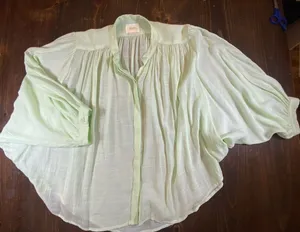 Anthropologie Maeve Brynna Light Green Button up Blouse Dolman Sleeve Women's XS thumbnail 1
