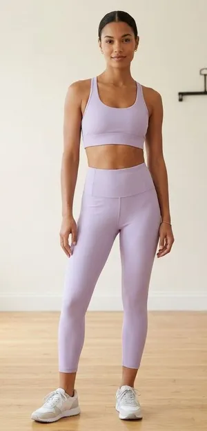 OFFLINE by Aerie Real Me Ribbed High Waisted Leggings in Lavender - Size S thumbnail 1
