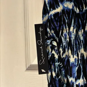 French Laundry Womens Large Blue Black Ikat Rayon Drawstring Jogger Pants NWT‎ thumbnail 4
