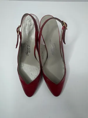 Saks Fifth Avenue Red Slingback Heels Size 7.5B thumbnail 2