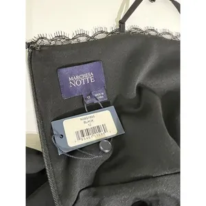 Marchesa Notte Chantilly Lace Trimmed Crepe Gown Black 12 Formal Elegant Evening thumbnail 8