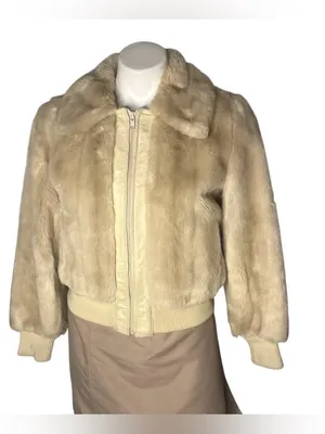 VINTAGE Faux Fur Bomber Jacket Leather Trimmed Ollie Canada Fits Size Small thumbnail 1