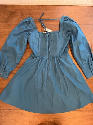 By Anthropologie Long Sleeve Square Neck Poplin Mini Dress Medium NWT - C11-503 thumbnail 10