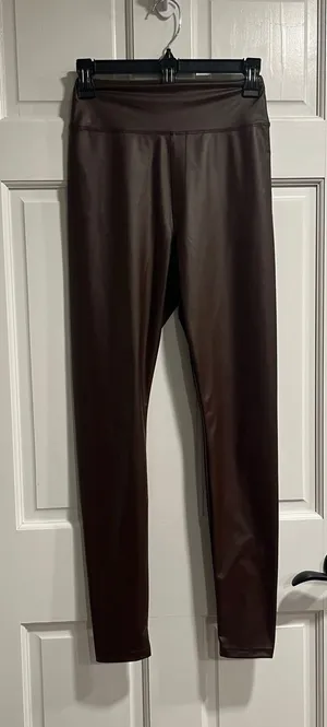 Offline by Aerie Faux Leather Hi Rise Brown Leggings Size Medium thumbnail 1