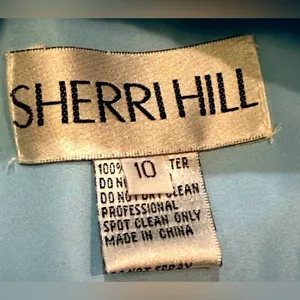 Sherri Hill Beaded Sequin Baby Blue Cropped Satin‎ Low Back Top 10 Prom thumbnail 6