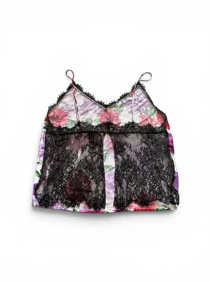 Victoria’s Secret camisole top satin floral lace trim and open back size large thumbnail 6