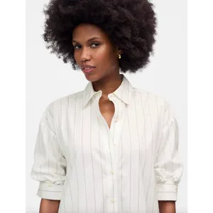 Madewell Bubble Hem Mini Shirtdress Pinstripe Poplin Cotton White Medium NWT thumbnail 4