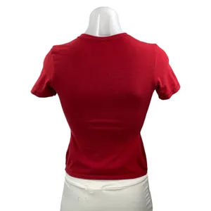 SKIMS Women's Red Short Sleeves Jersey Slim Fit Crewneck Tee T-shirt Top Size S thumbnail 3