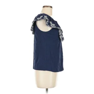 Anthropologie Moulinette Soeurs Embroidered Nautical Navy Sz Medium Top thumbnail 4